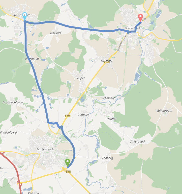 Umleitungsstrecke von Mitterteich über Konnersreuth nach Waldsassen
